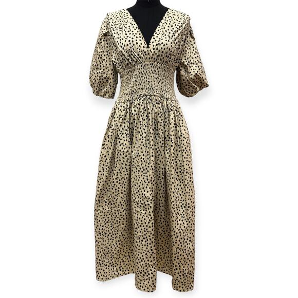 AYR Extra Soft Spot Animal Leopard Print Smocked Long Dress Size Medium NWOT - Picture 3 of 8